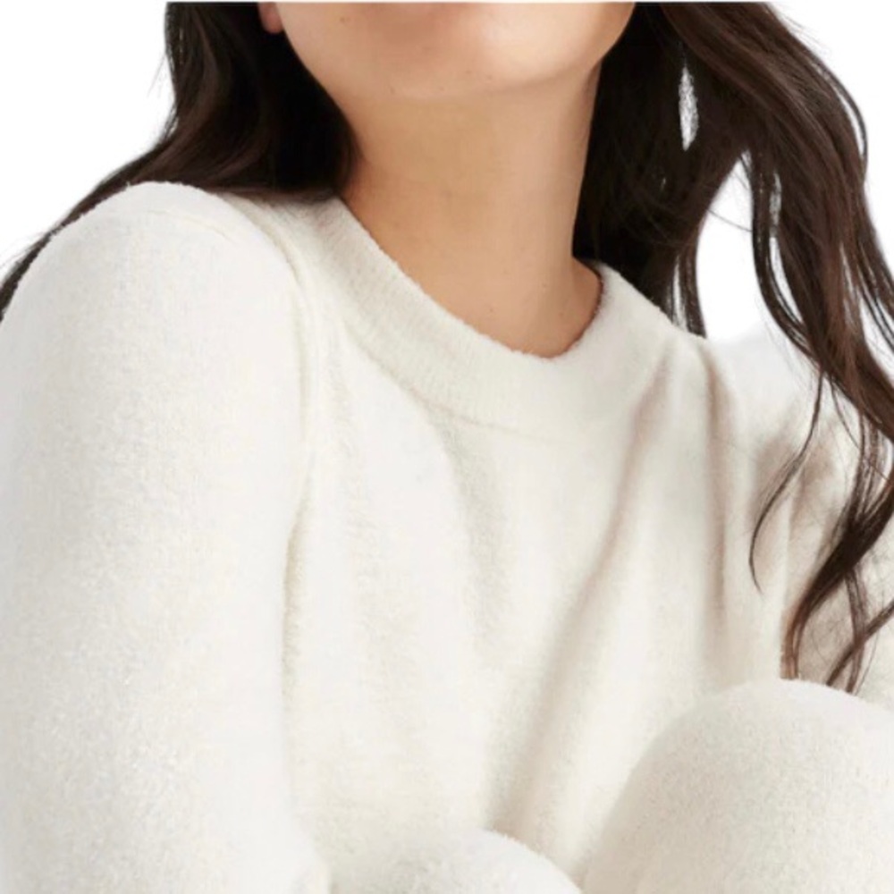 Large Winter White Knix Cozzzy Crew Top Pullover Fuzzy Shirt Lounge Plush
